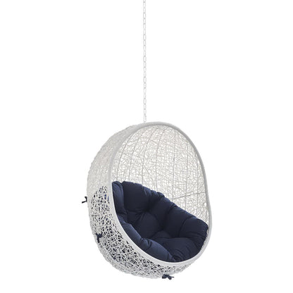Hide Sunbrella Fabric Swing Outdoor Patio Lounge Chair Without Stand in White Navy by Modway (3634)