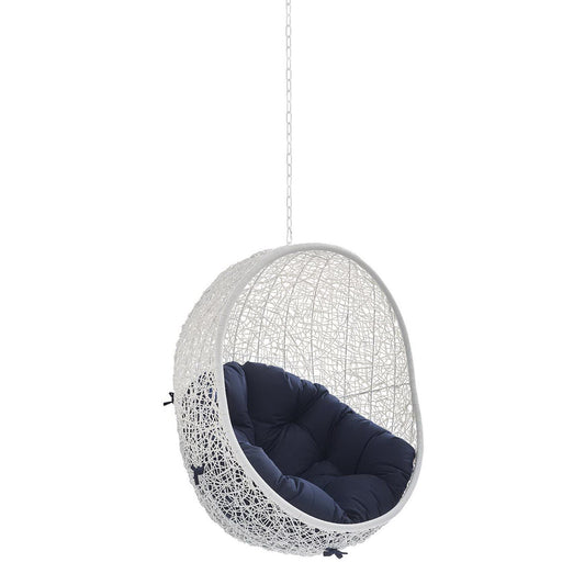 Hide Sunbrella Fabric Swing Outdoor Patio Lounge Chair Without Stand in White Navy by Modway (3634)