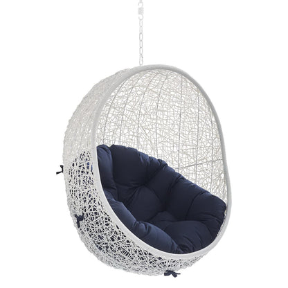 Hide Sunbrella Fabric Swing Outdoor Patio Lounge Chair Without Stand in White Navy by Modway (3634)