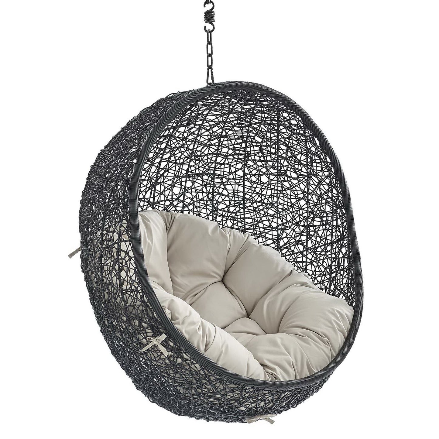 Encase Sunbrella Fabric Swing Outdoor Patio Lounge Chair Without Stand in Black Beige by Modway (3635)