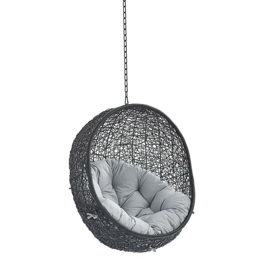 Encase Sunbrella Fabric Swing Outdoor Patio Lounge Chair Without Stand in Black Gray by Modway (3635)