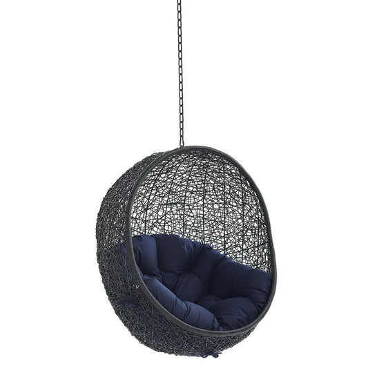 Encase Sunbrella Fabric Swing Outdoor Patio Lounge Chair Without Stand in Black Navy by Modway (3635)
