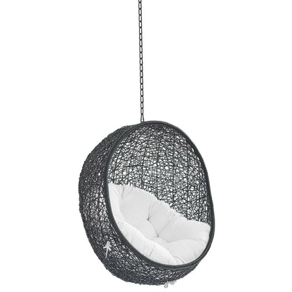 Encase Sunbrella Fabric Swing Outdoor Patio Lounge Chair Without Stand in Black White by Modway (3635)