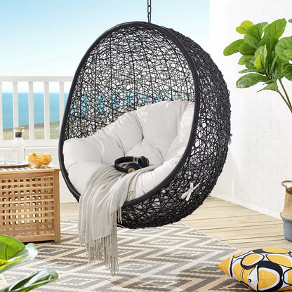 Encase Sunbrella Fabric Swing Outdoor Patio Lounge Chair Without Stand in Black White by Modway (3635)