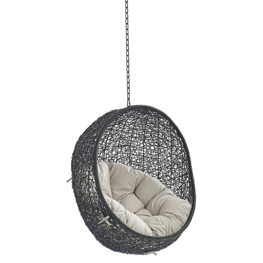 Encase Swing Outdoor Patio Lounge Chair Without Stand in Black Beige by Modway (3636)