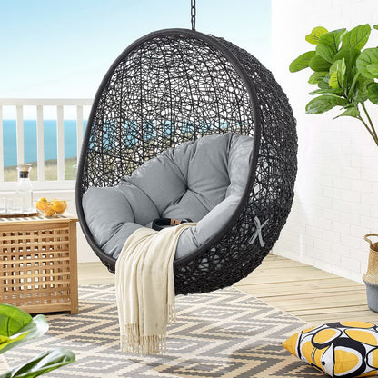 Encase Swing Outdoor Patio Lounge Chair Without Stand in Black Gray by Modway (3636)