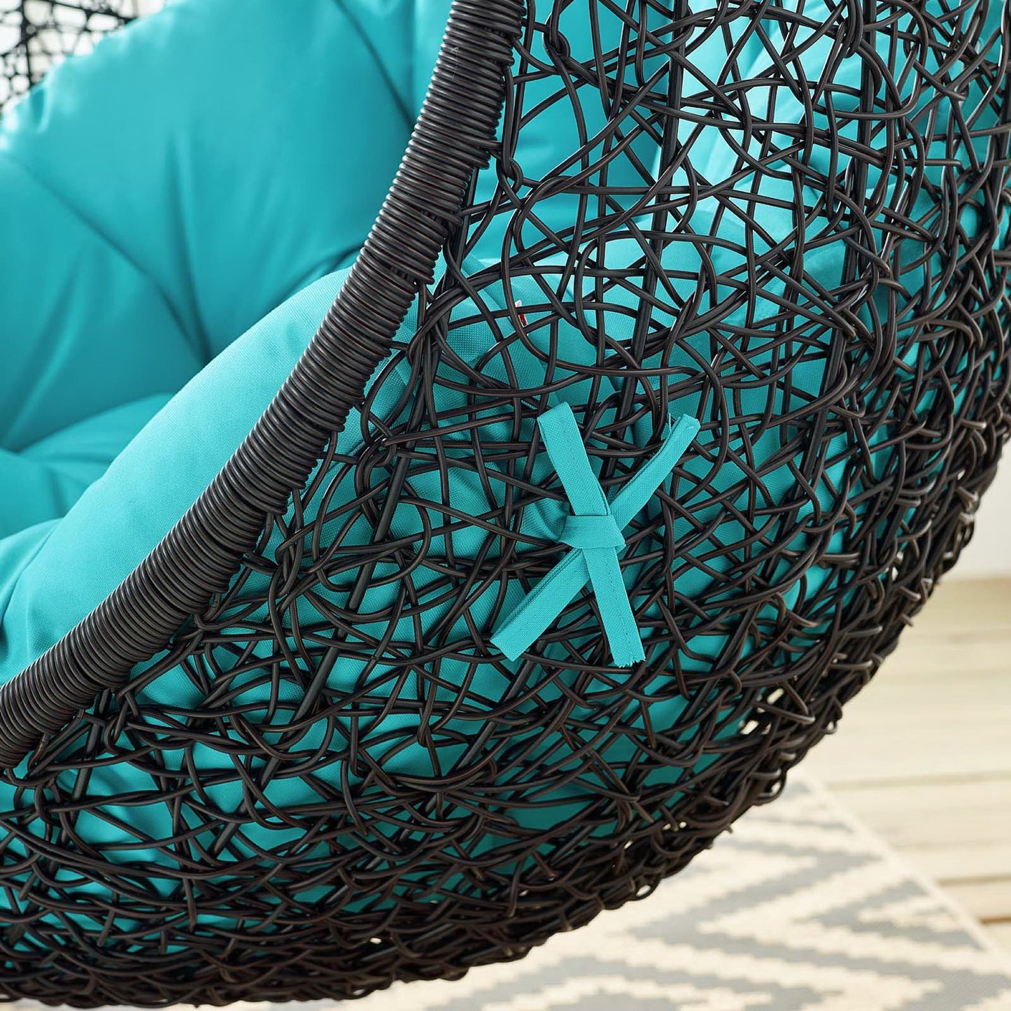 Encase Swing Outdoor Patio Lounge Chair Without Stand in Black Turquoise by Modway (3636)