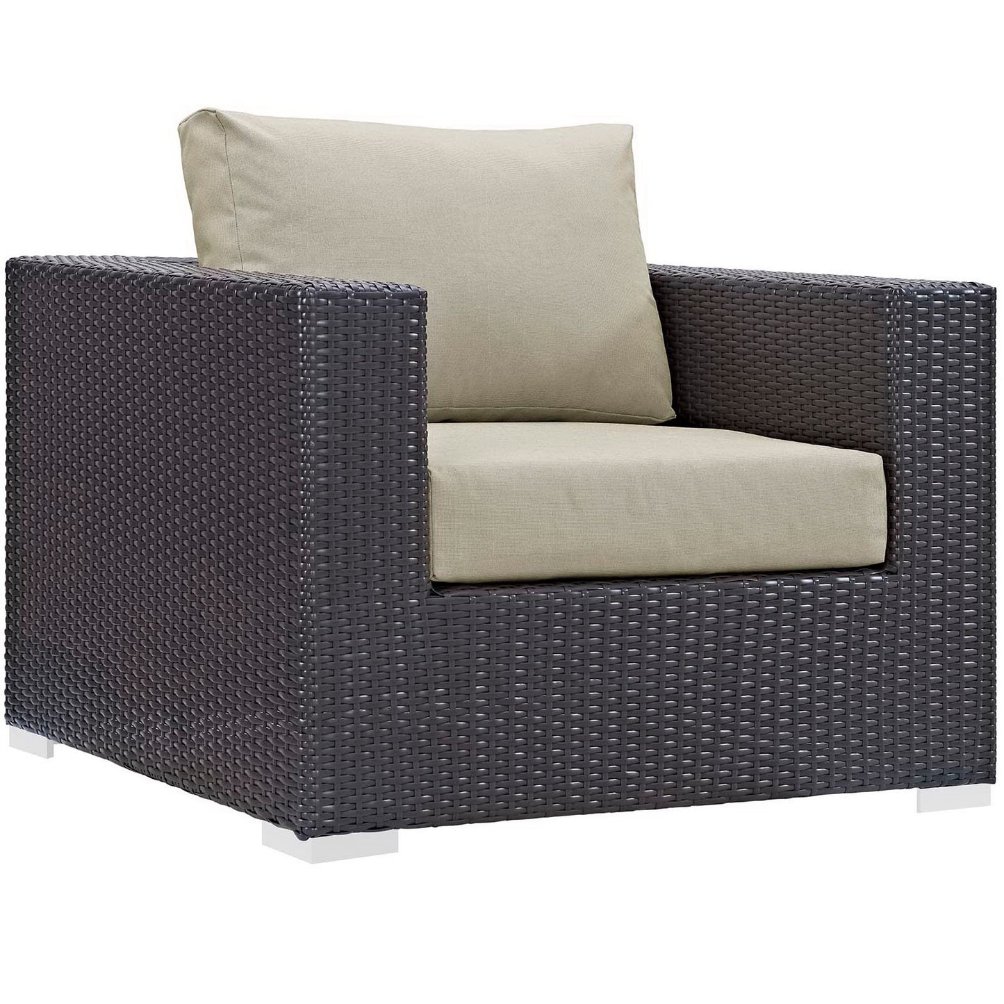 Convene 4 Piece Set Outdoor Patio with Fire Pit in Espresso Beige by Modway (EEI-3725)