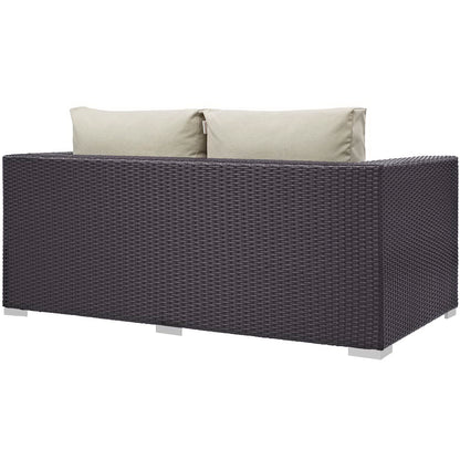 Convene 4 Piece Set Outdoor Patio with Fire Pit in Espresso Beige by Modway (EEI-3725)