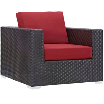 Convene 4 Piece Set Outdoor Patio with Fire Pit in Espresso Red by Modway (EEI-3725)