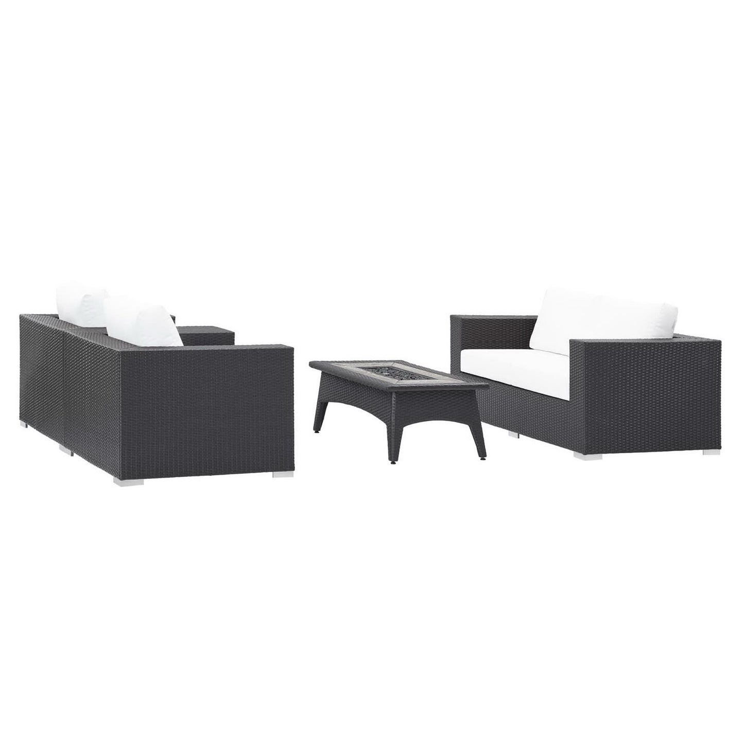 Convene 4 Piece Set Outdoor Patio with Fire Pit in Espresso White by Modway (EEI-3725)