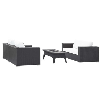 Convene 4 Piece Set Outdoor Patio with Fire Pit in Espresso White by Modway (EEI-3725)