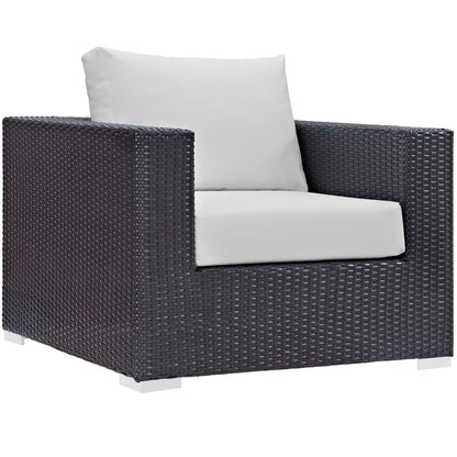 Convene 4 Piece Set Outdoor Patio with Fire Pit in Espresso White by Modway (EEI-3725)