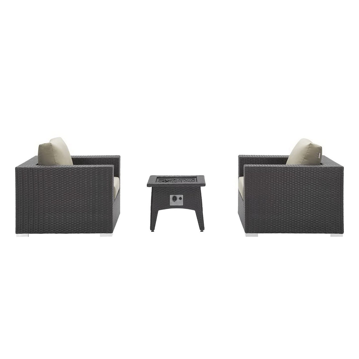 Convene 3 Piece Set Outdoor Patio with Fire Pit in Espresso Beige by Modway (EEI-3727)