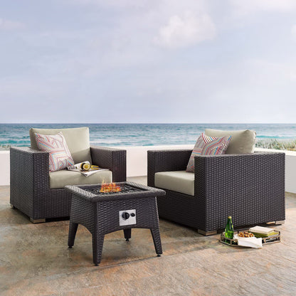 Convene 3 Piece Set Outdoor Patio with Fire Pit in Espresso Beige by Modway (EEI-3727)