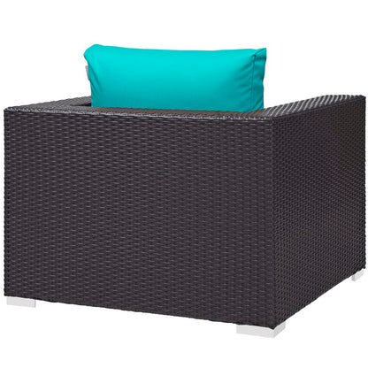 Convene 3 Piece Set Outdoor Patio with Fire Pit in Espresso Turquois by Modway (EEI-3727)