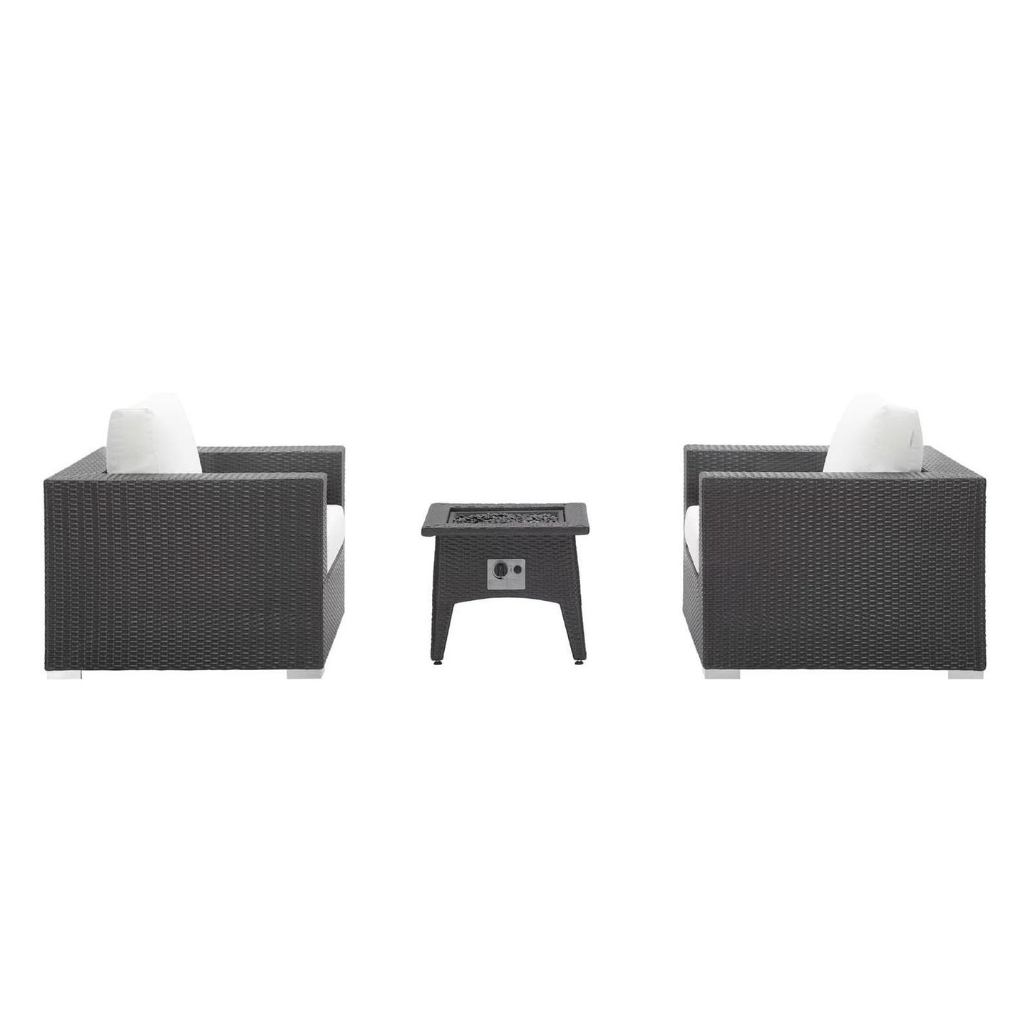 Convene 3 Piece Set Outdoor Patio with Fire Pit in Espresso White by Modway (EEI-3727)