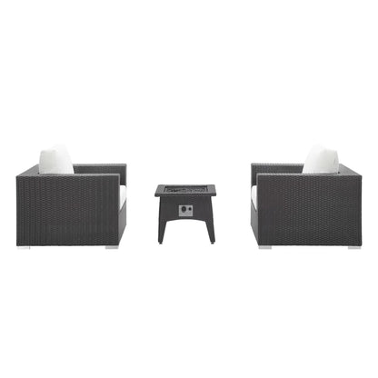 Convene 3 Piece Set Outdoor Patio with Fire Pit in Espresso White by Modway (EEI-3727)