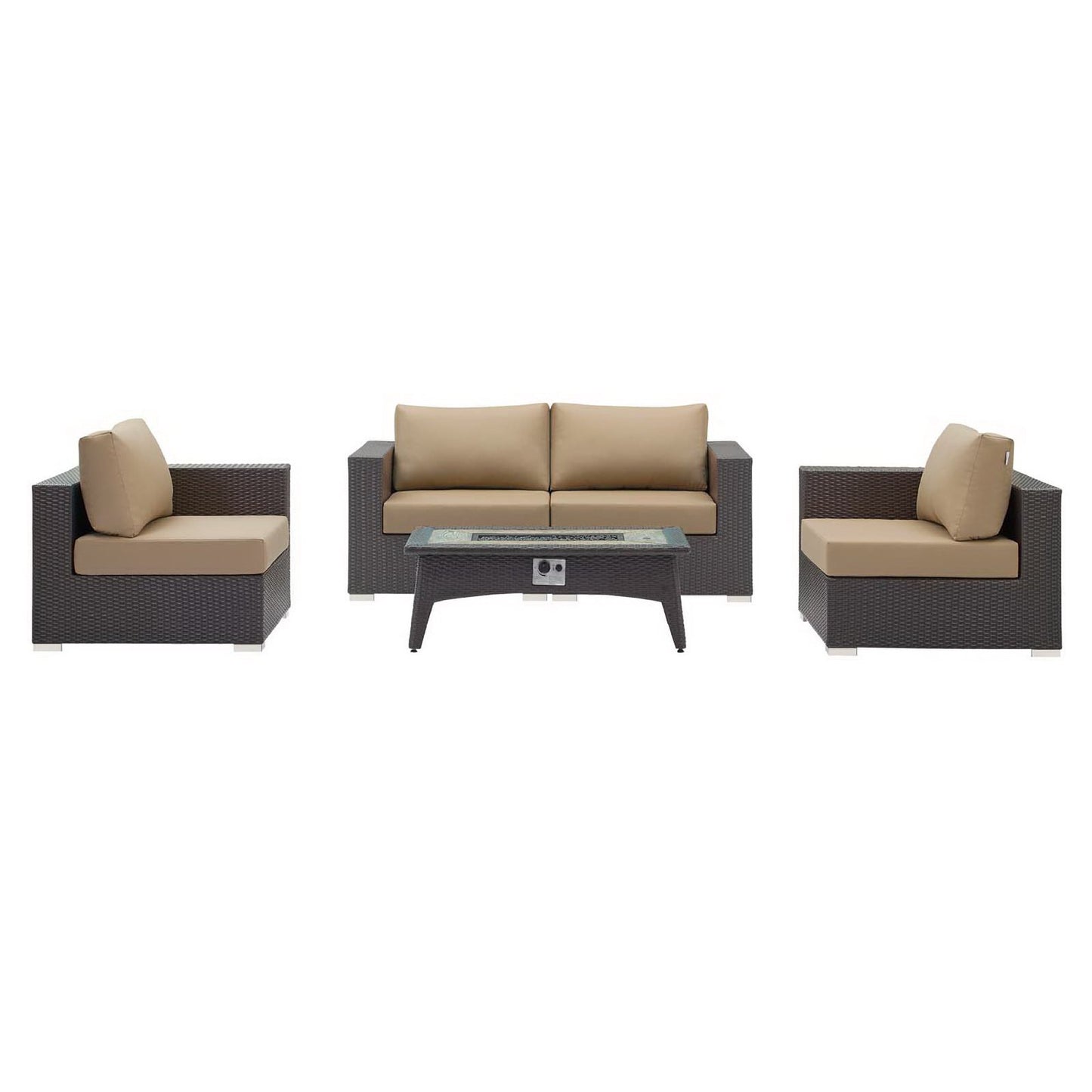 Convene 5 Piece Set Outdoor Patio with Fire Pit in Espresso Mocha by Modway (EEI-3728)