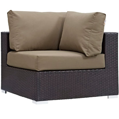 Convene 5 Piece Set Outdoor Patio with Fire Pit in Espresso Mocha by Modway (EEI-3728)