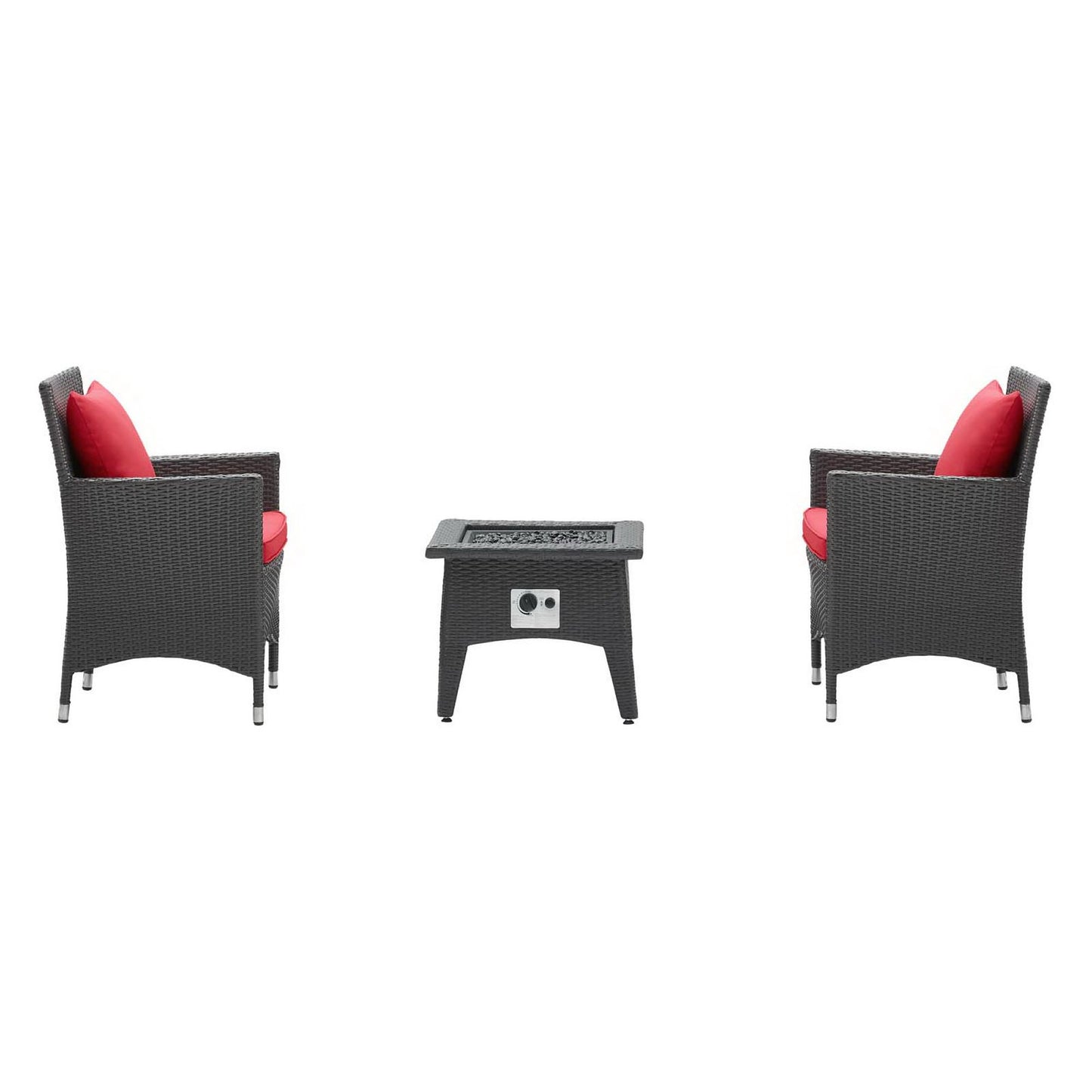 Convene 3 Piece Set Outdoor Patio with Fire Pit in Espresso Red by Modway (EEI-3729)