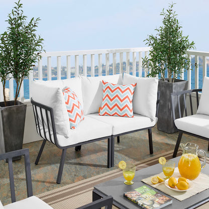 Riverside 2 Piece Outdoor Patio Aluminum Sectional Sofa Set in Gray White by Modway (3781)