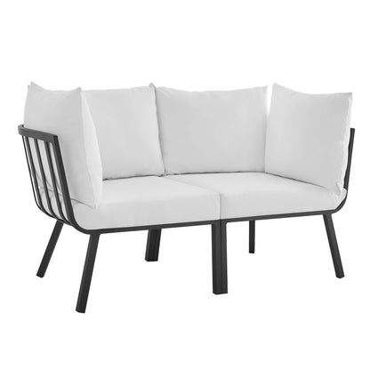 Riverside 2 Piece Outdoor Patio Aluminum Sectional Sofa Set in Gray White by Modway (3781)