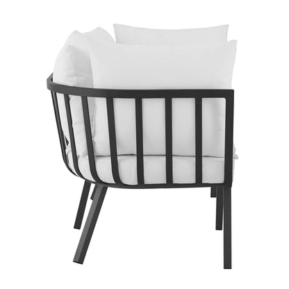 Riverside 2 Piece Outdoor Patio Aluminum Sectional Sofa Set in Gray White by Modway (3781)