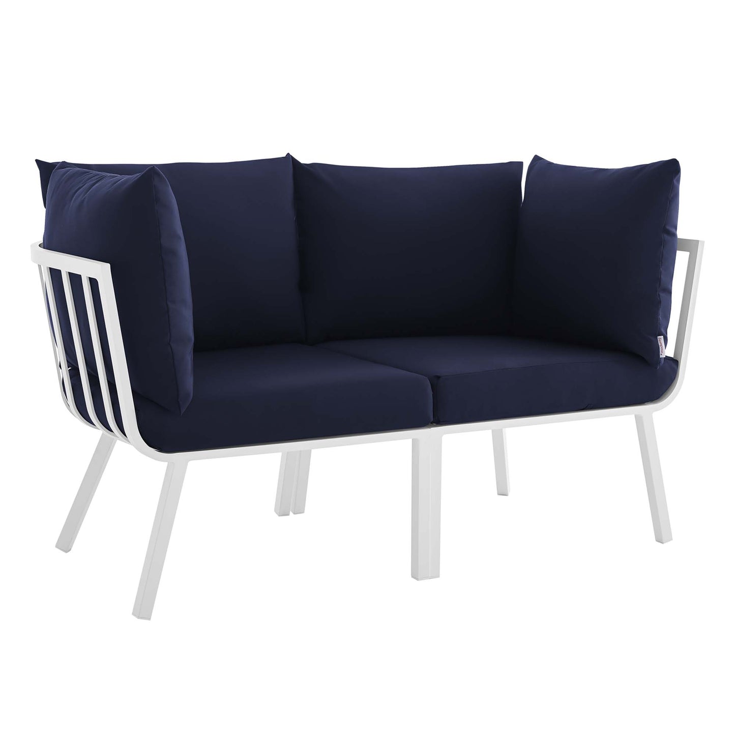 Riverside 2 Piece Outdoor Patio Aluminum Sectional Sofa Set in White Navy by Modway (3781)
