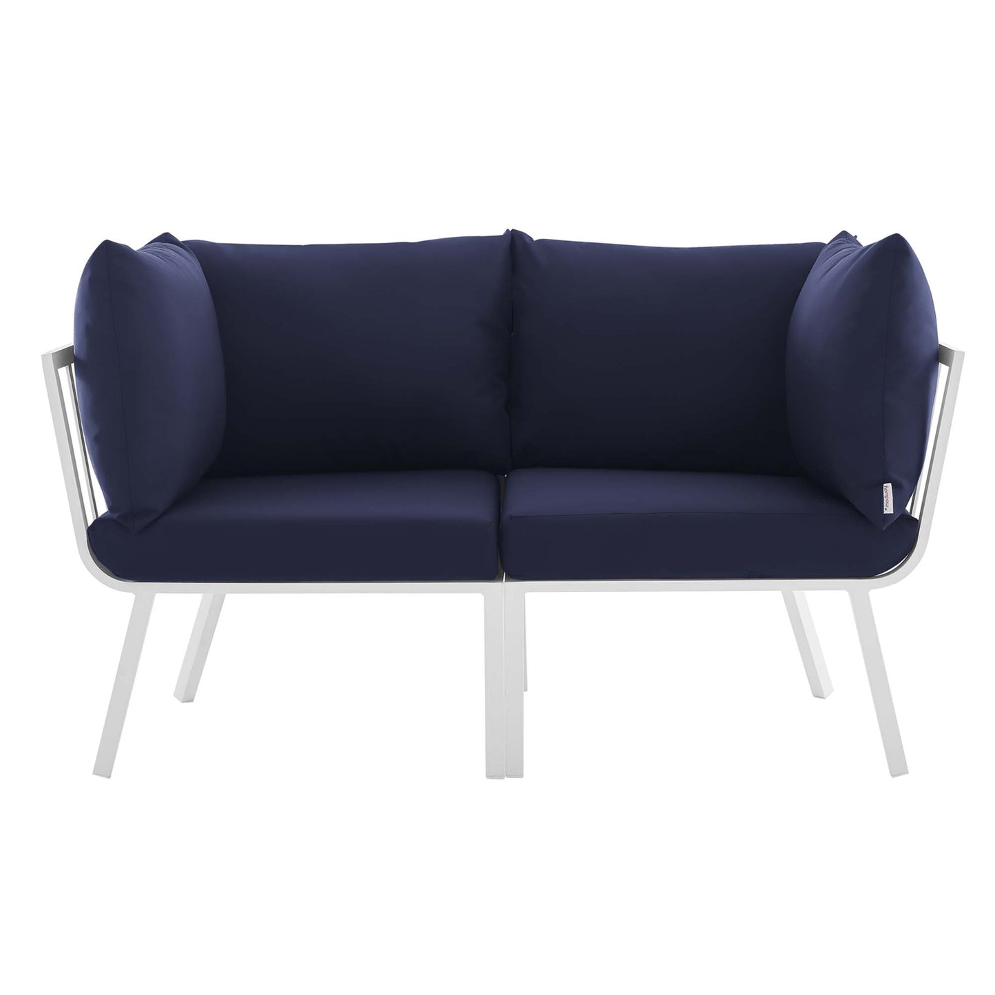 Riverside 2 Piece Outdoor Patio Aluminum Sectional Sofa Set in White Navy by Modway (3781)