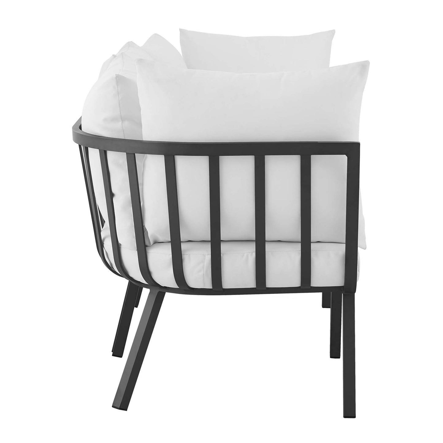 Riverside 3 Piece Outdoor Patio Aluminum Sectional Sofa Set in Gray White by Modway (3782)