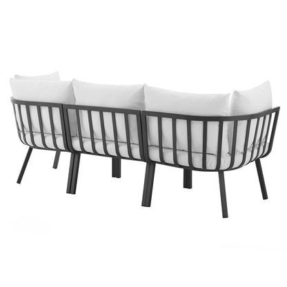 Riverside 3 Piece Outdoor Patio Aluminum Sectional Sofa Set in Gray White by Modway (3782)
