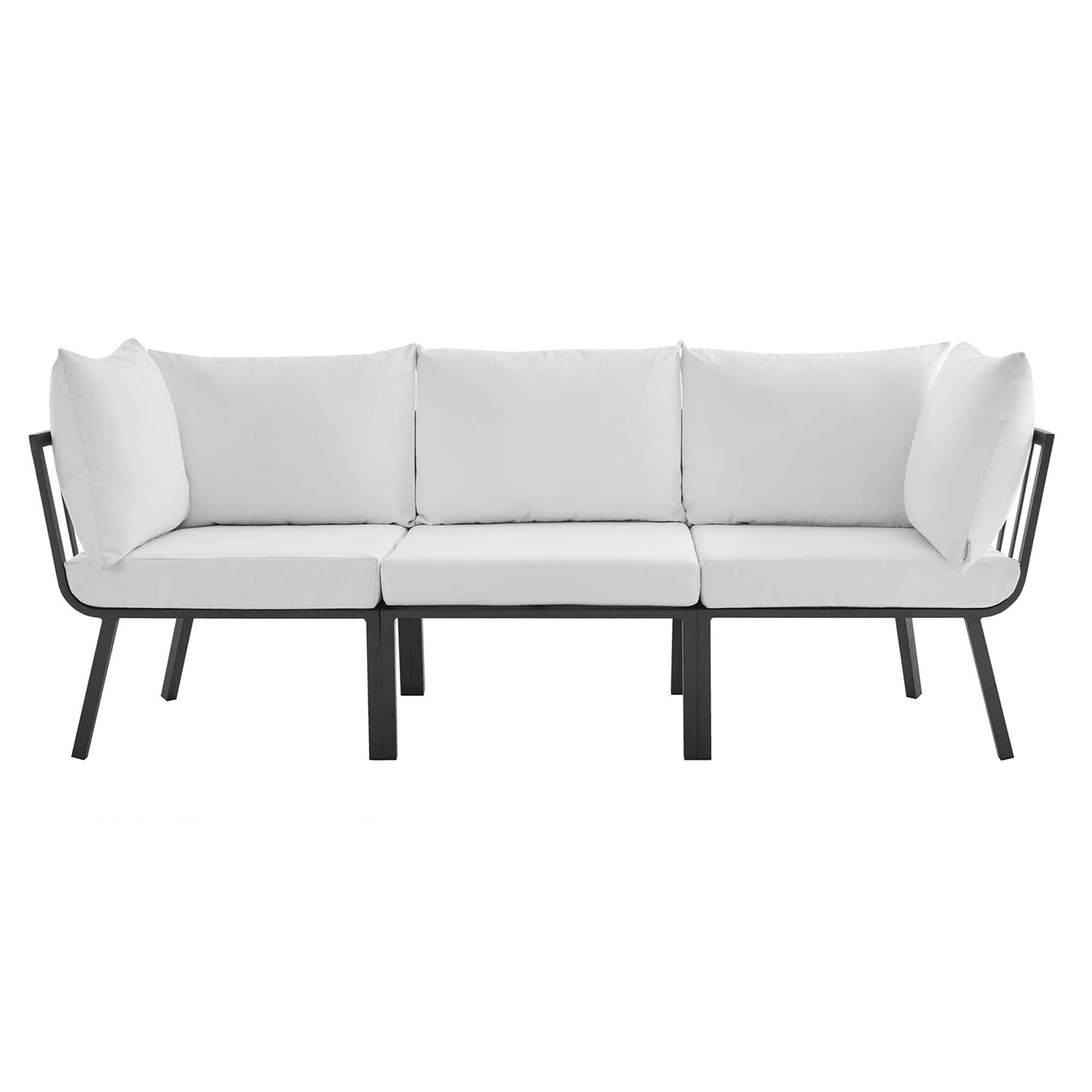 Riverside 3 Piece Outdoor Patio Aluminum Sectional Sofa Set in Gray White by Modway (3782)
