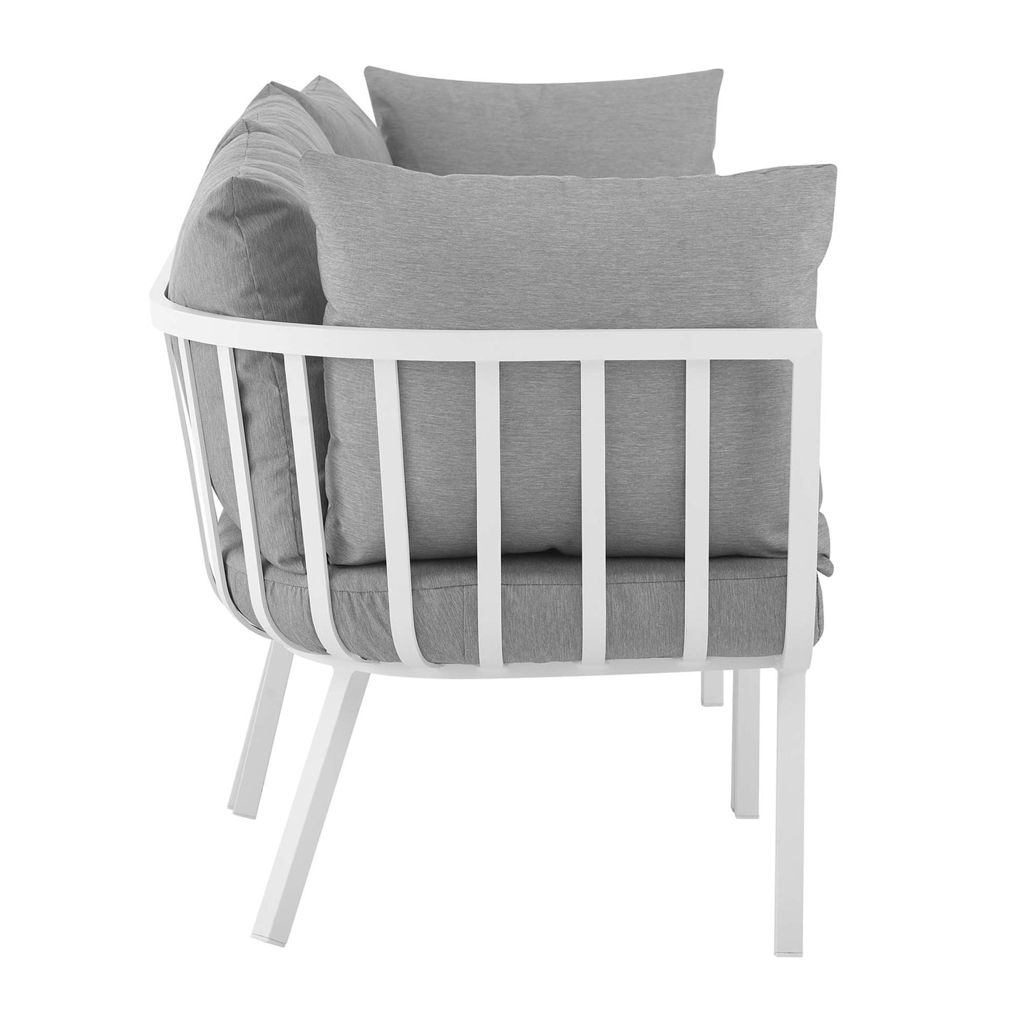 Riverside 3 Piece Outdoor Patio Aluminum Sectional Sofa Set in White Gray by Modway (3782)