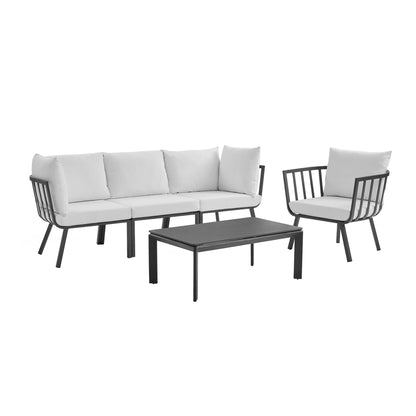 Riverside 5 Piece Outdoor Patio Aluminum Set in Gray White by Modway (3783)
