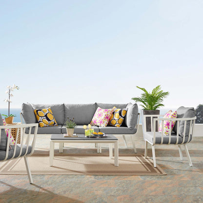 Riverside 5 Piece Outdoor Patio Aluminum Set in White Gray by Modway (3783)