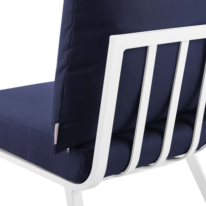 Riverside 5 Piece Outdoor Patio Aluminum Set in White Navy by Modway (3783)