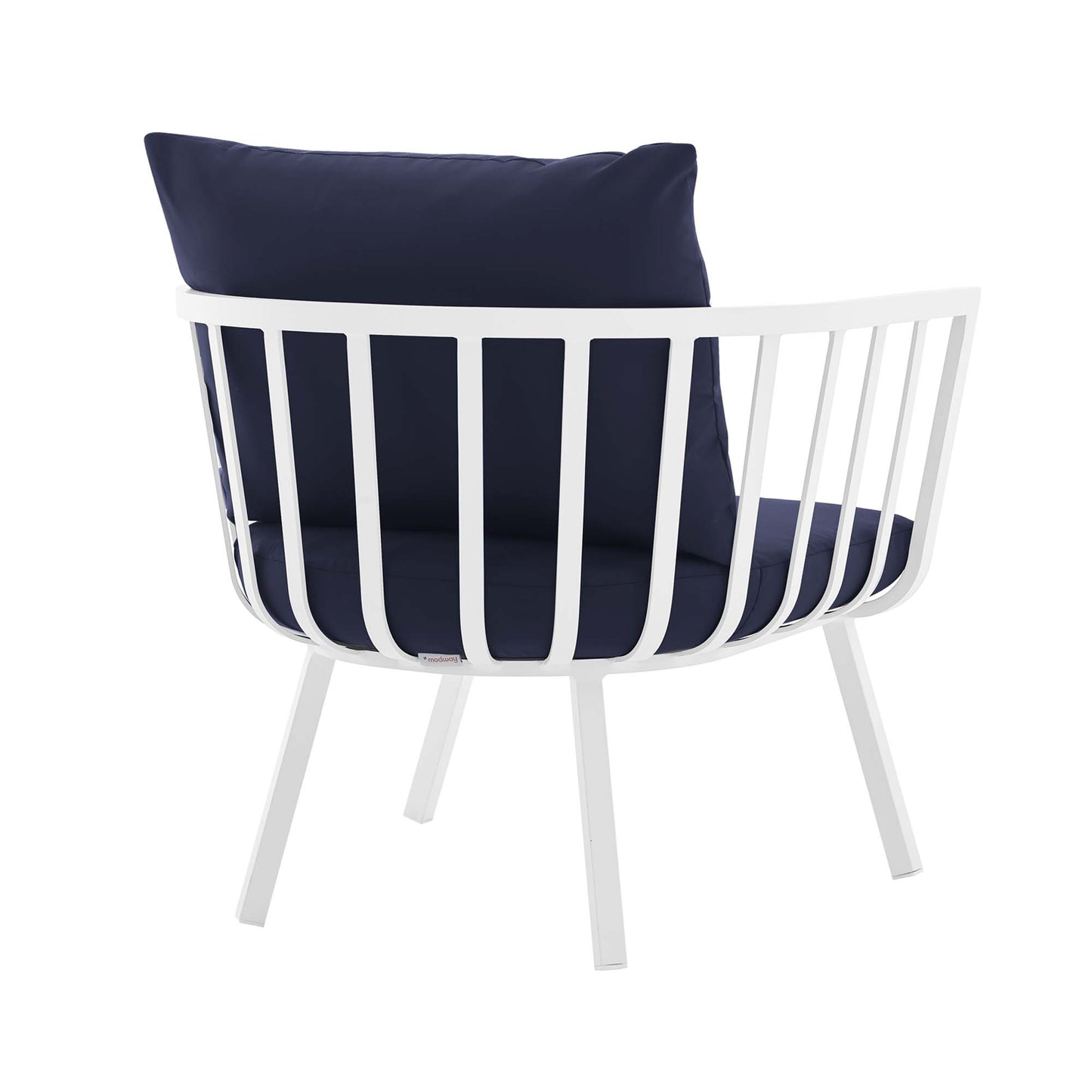 Riverside 5 Piece Outdoor Patio Aluminum Set in White Navy by Modway (3783)
