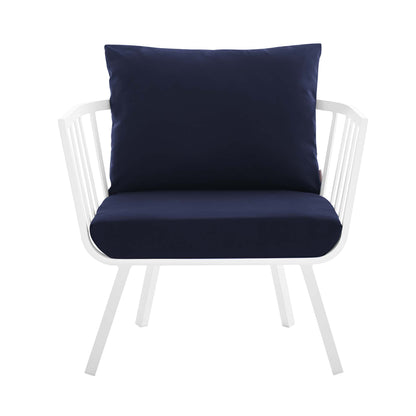 Riverside 5 Piece Outdoor Patio Aluminum Set in White Navy by Modway (3783)