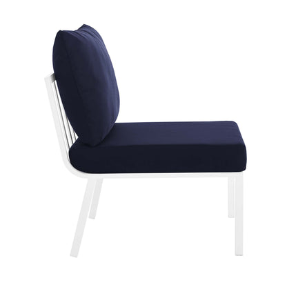 Riverside 5 Piece Outdoor Patio Aluminum Set in White Navy by Modway (3783)