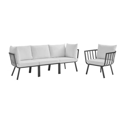 Riverside 4 Piece Outdoor Patio Aluminum Set in Gray White by Modway (3784)