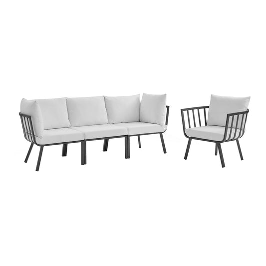 Riverside 4 Piece Outdoor Patio Aluminum Set in Gray White by Modway (3784)