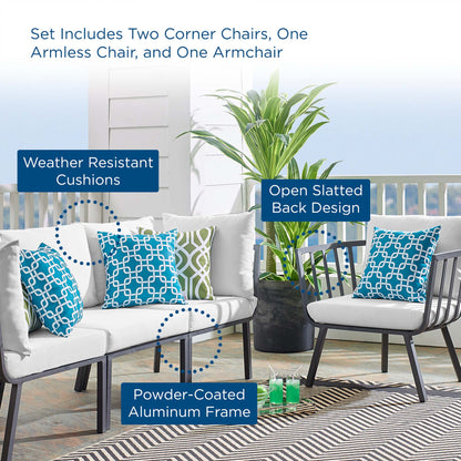Riverside 4 Piece Outdoor Patio Aluminum Set in Gray White by Modway (3784)