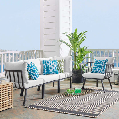 Riverside 4 Piece Outdoor Patio Aluminum Set in Gray White by Modway (3784)