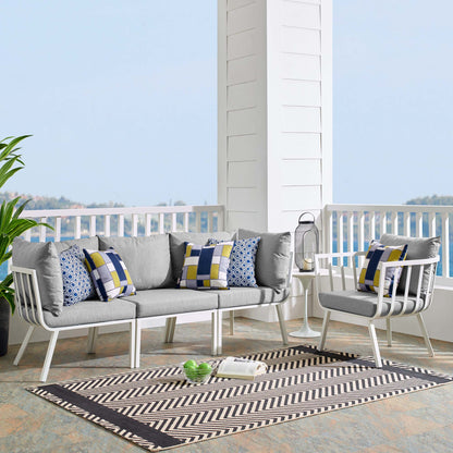 Riverside 4 Piece Outdoor Patio Aluminum Set in White Gray by Modway (3784)
