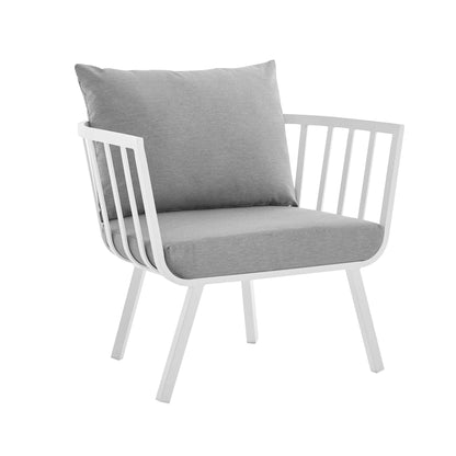 Riverside 4 Piece Outdoor Patio Aluminum Set in White Gray by Modway (3784)