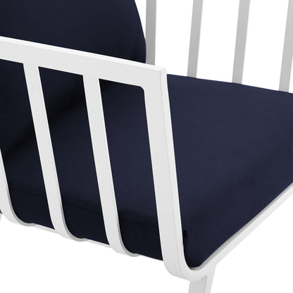 Riverside 5 Piece Outdoor Patio Aluminum Set in White Navy by Modway (3786)