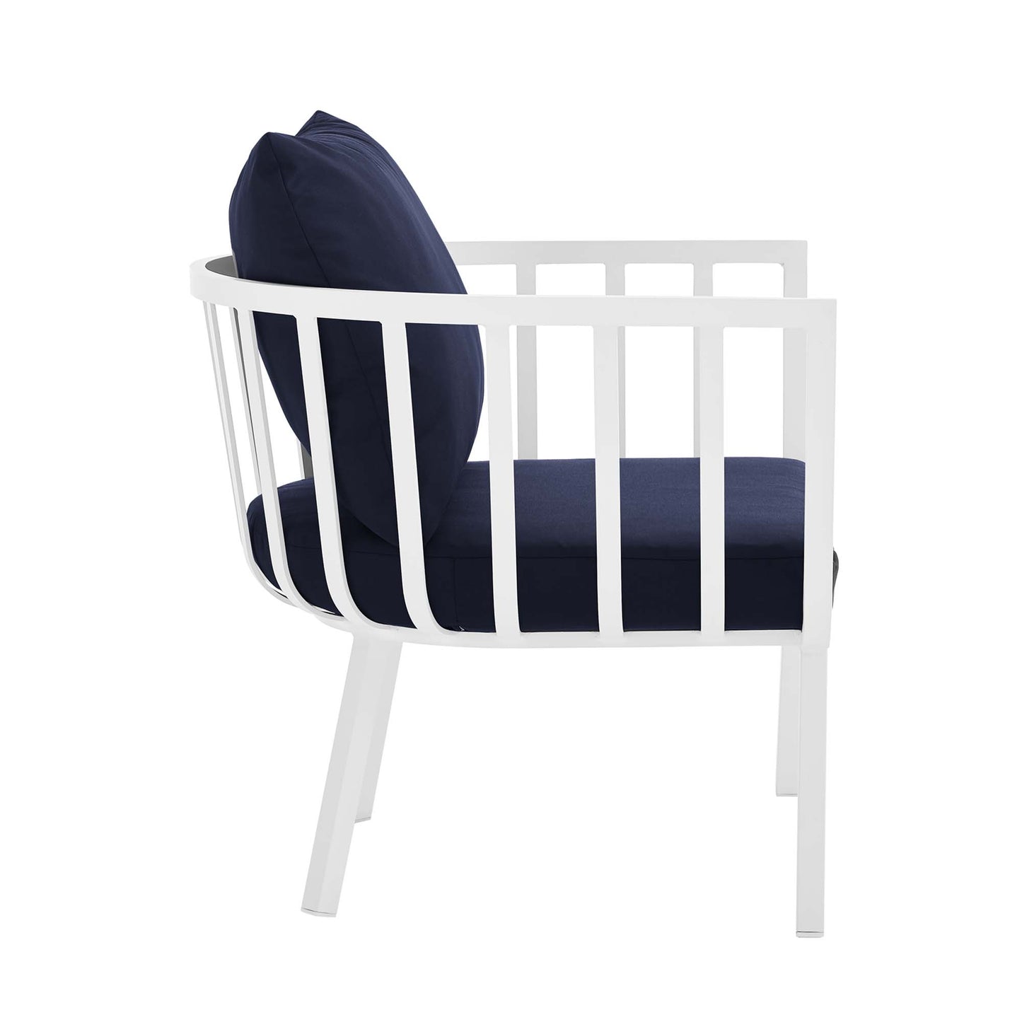 Riverside 5 Piece Outdoor Patio Aluminum Set in White Navy by Modway (3786)