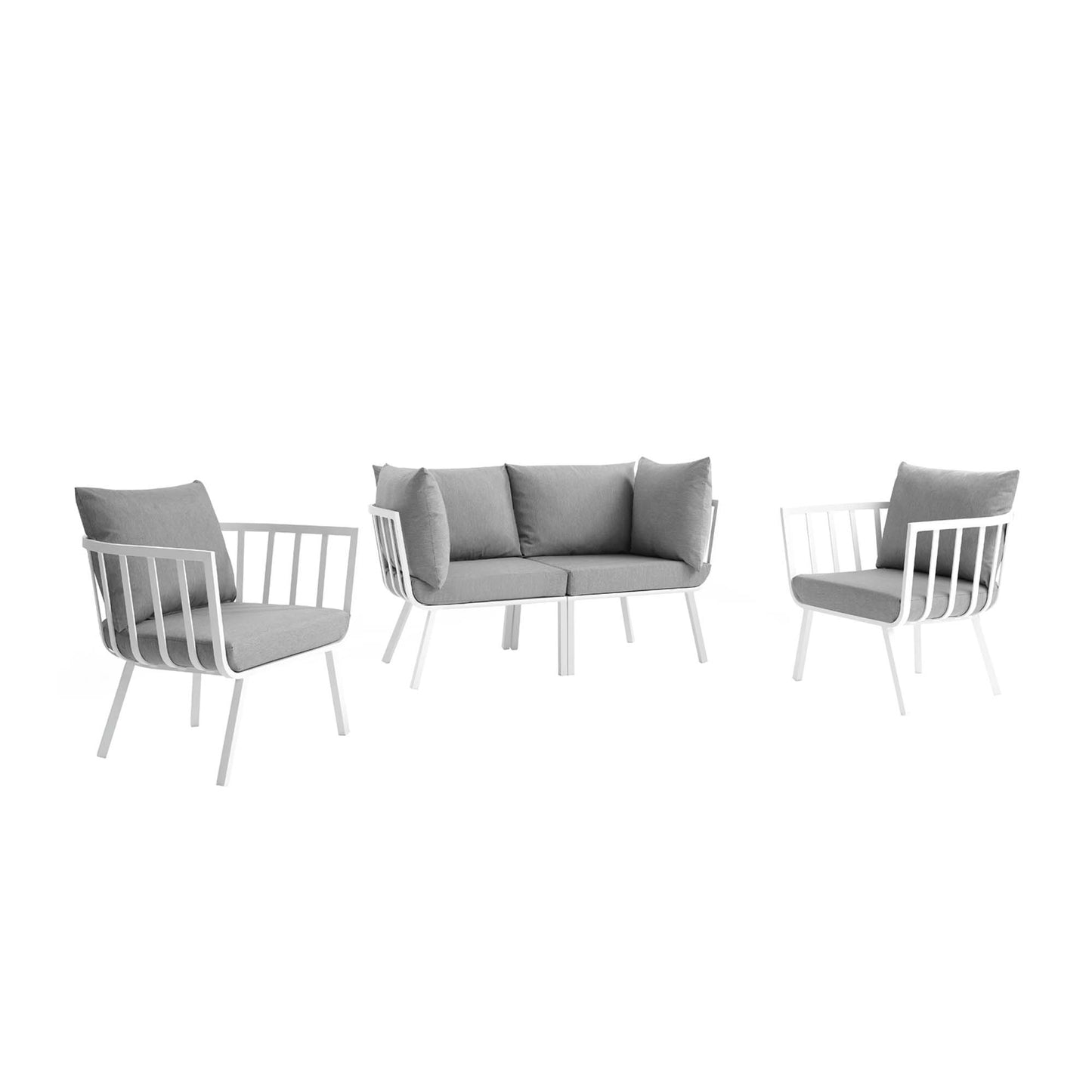 Riverside 4 Piece Outdoor Patio Aluminum Set in White Gray by Modway (3787)