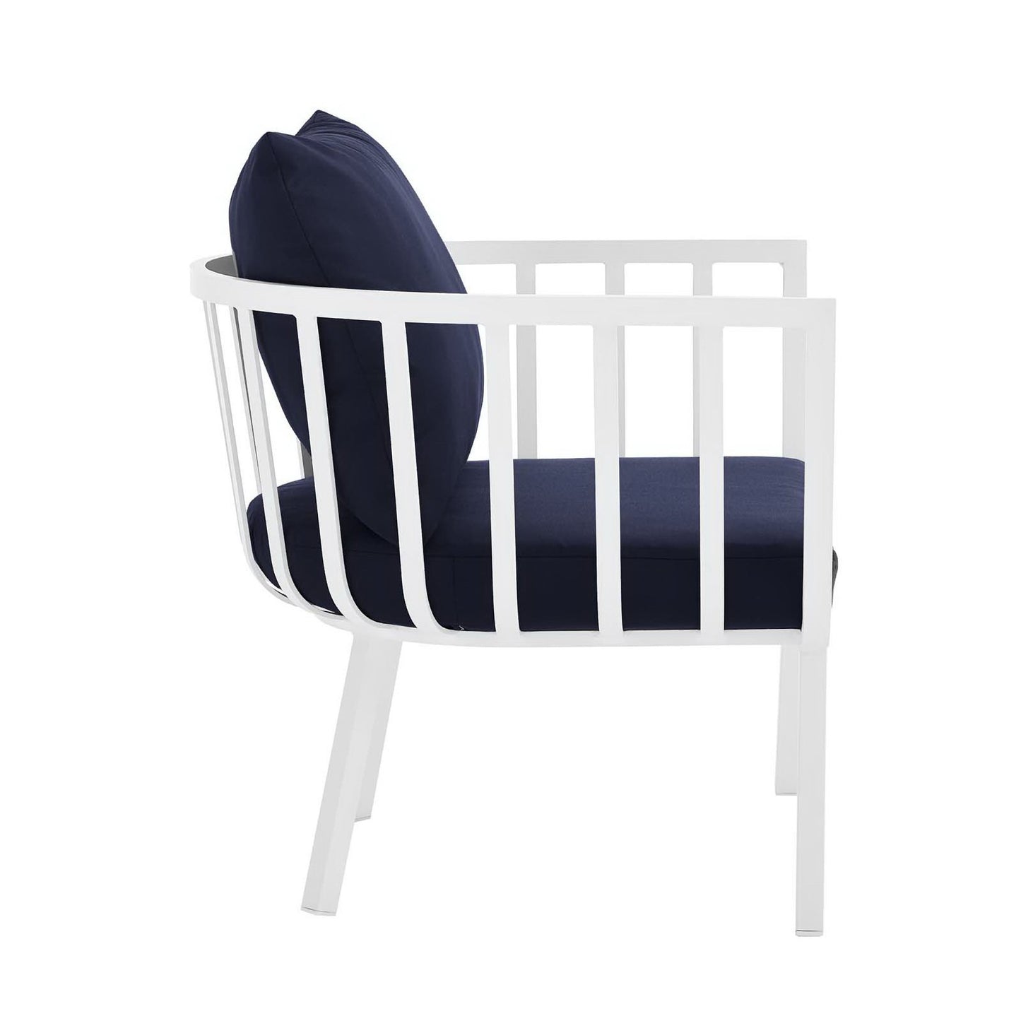 Riverside 4 Piece Outdoor Patio Aluminum Set in White Navy by Modway (3787)